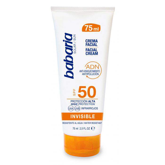 BABARIA CREME SOLAIRE ADN ANTI ENVEJECIMENTO ANTIPOLUCION INVISIBLE SPF50 75ml
