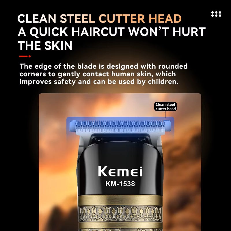 KEMEI km-1538 rasoir électrique ensemble de tondeuse à cheveux métal étanche Usb charge Rechargeable tête rasoir