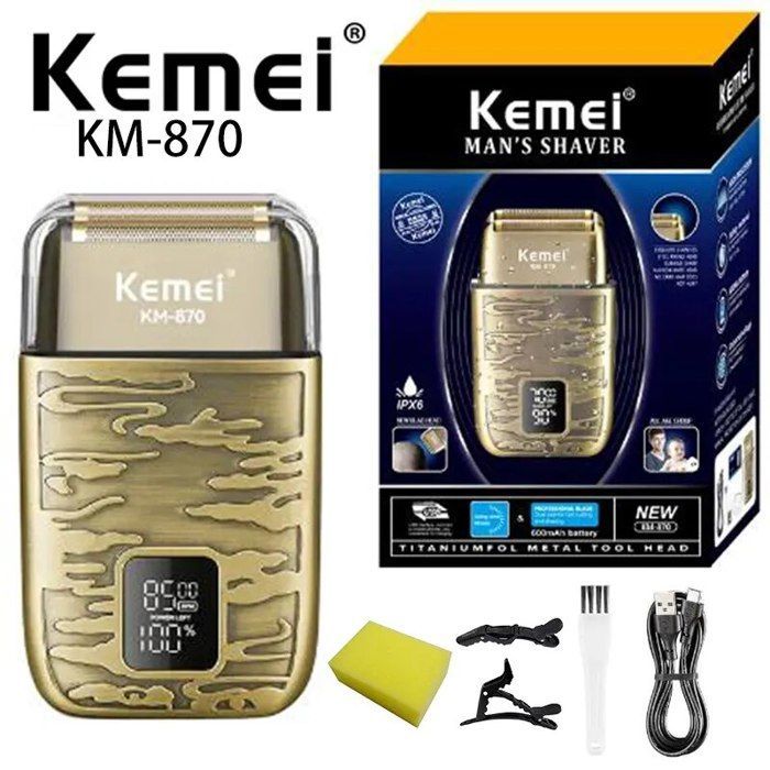 KEMEI-Rasoir électrique professionnel pour homme, mini rasoir, km-870 portable, 2 lames