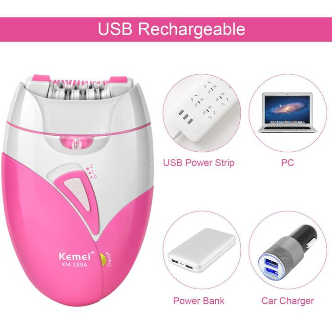 Kemei KM-189A Épilateur électrique, épilateur, corps, aisselles, jambes, bikini, parties intimes
