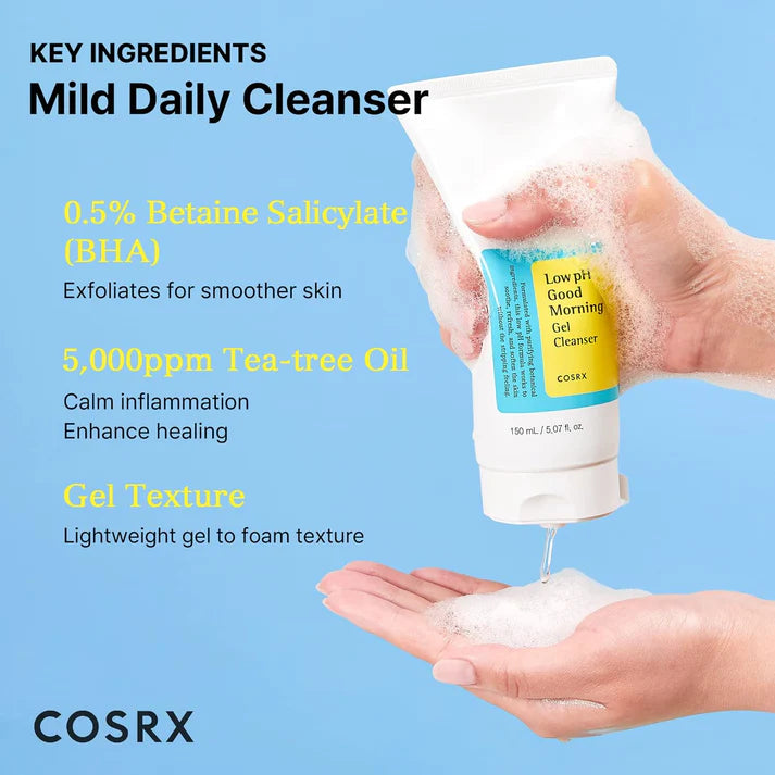 COSRX Low pH Good Morning Gel Cleanser - Gentle Daily Cleanser for Sensitive Skin 150ml