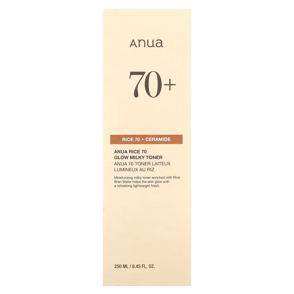 ANUA Rice 70 Glow Milky Toner - Toner Éclat & Hydratation à l’Extrait de Riz – 250ml