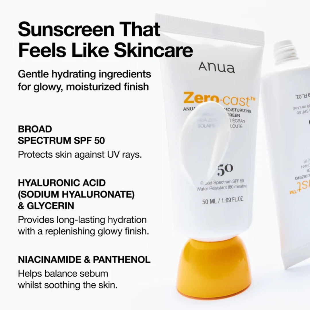 Anua Zero Cast Moisturizing Finish Sunscreen SPF 50 – 50 ml