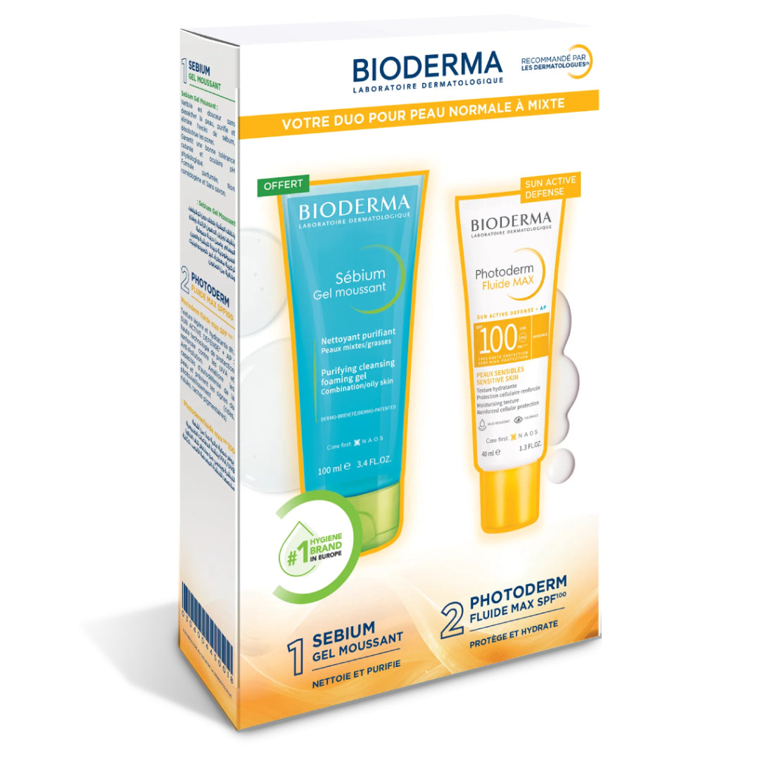 BIODERMA PACK PHOTODERM FLUIDE SPF100 INVISIBLE + SEBIUM GEL MOUSSANT