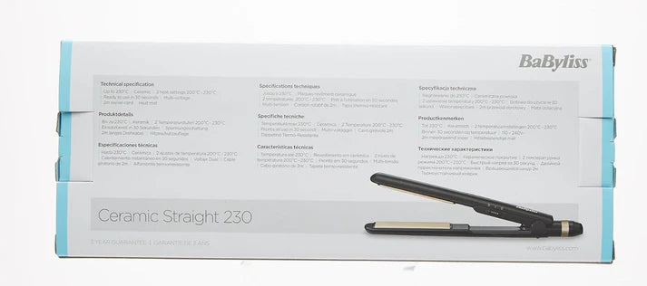 BaByliss Lisseur Ceramic Straight 230 avec Plaques Céramique et Multi-Voltage
