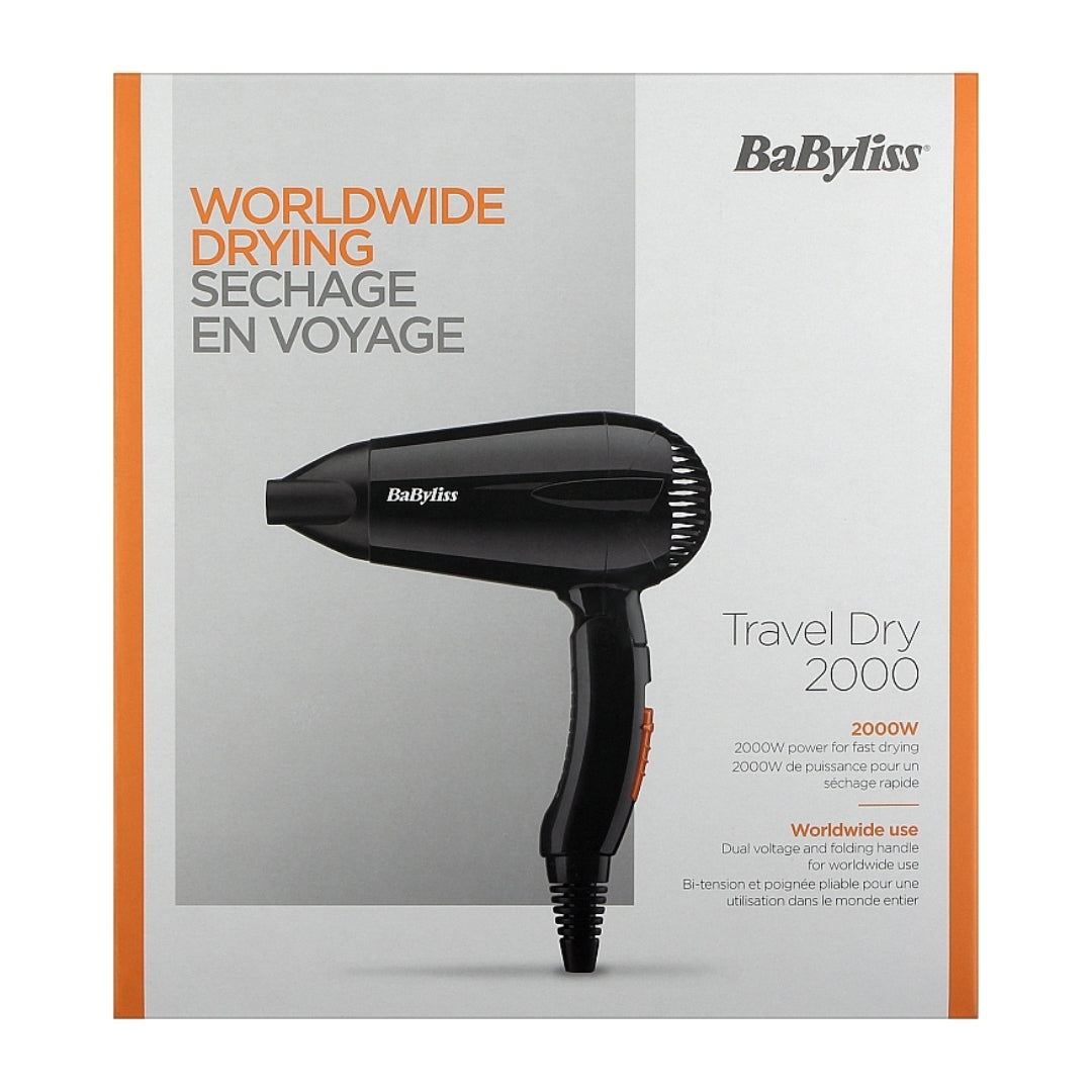 Babyliss Sèche-cheveux Travel Dry 2000W Compact Léger avec poignée pliante 5344E