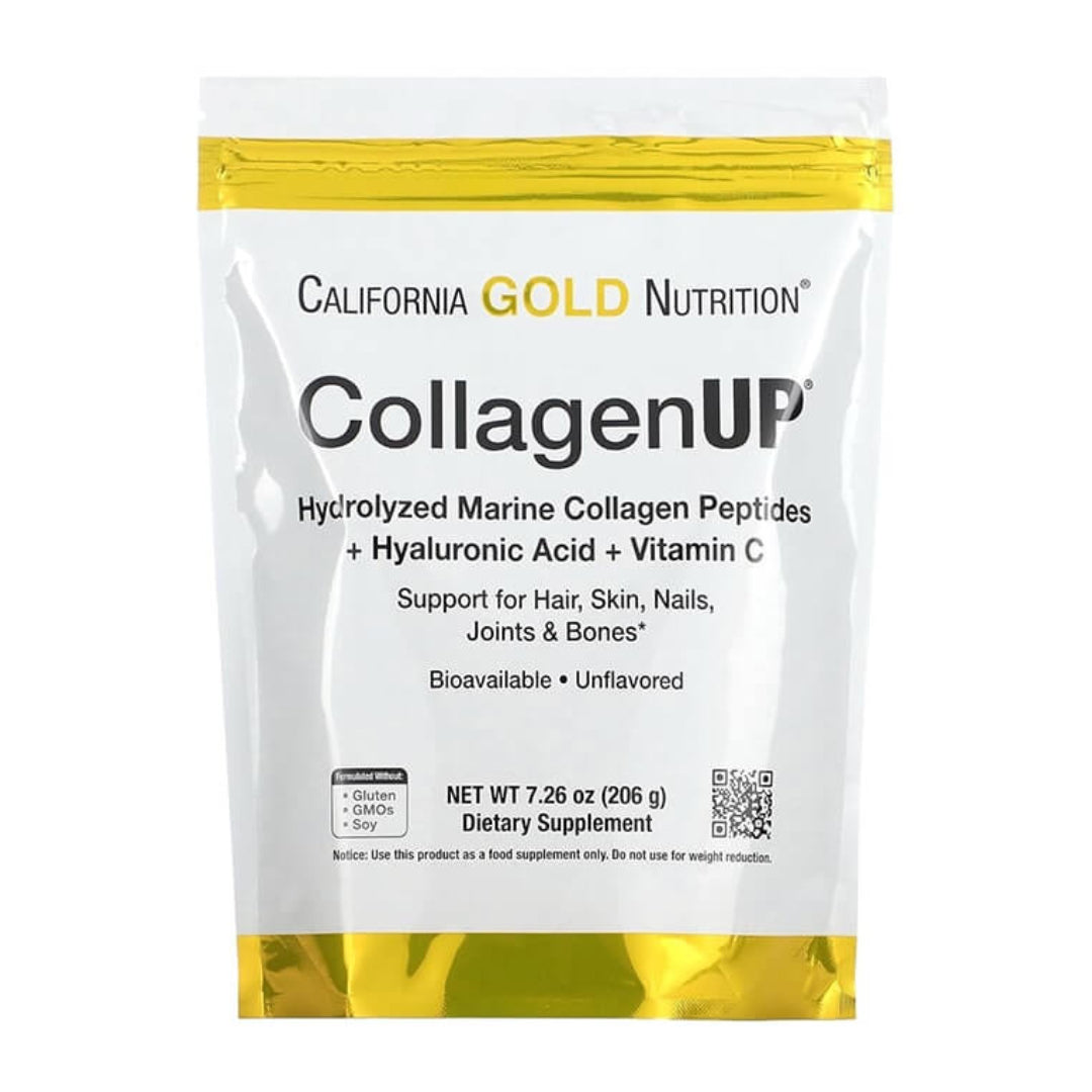California Gold Nutrition, CollagenUP, Peptides de collagène marin hydrolysé à l'acide hyaluronique et à la vitamine C, Non aromatisés, 206g
