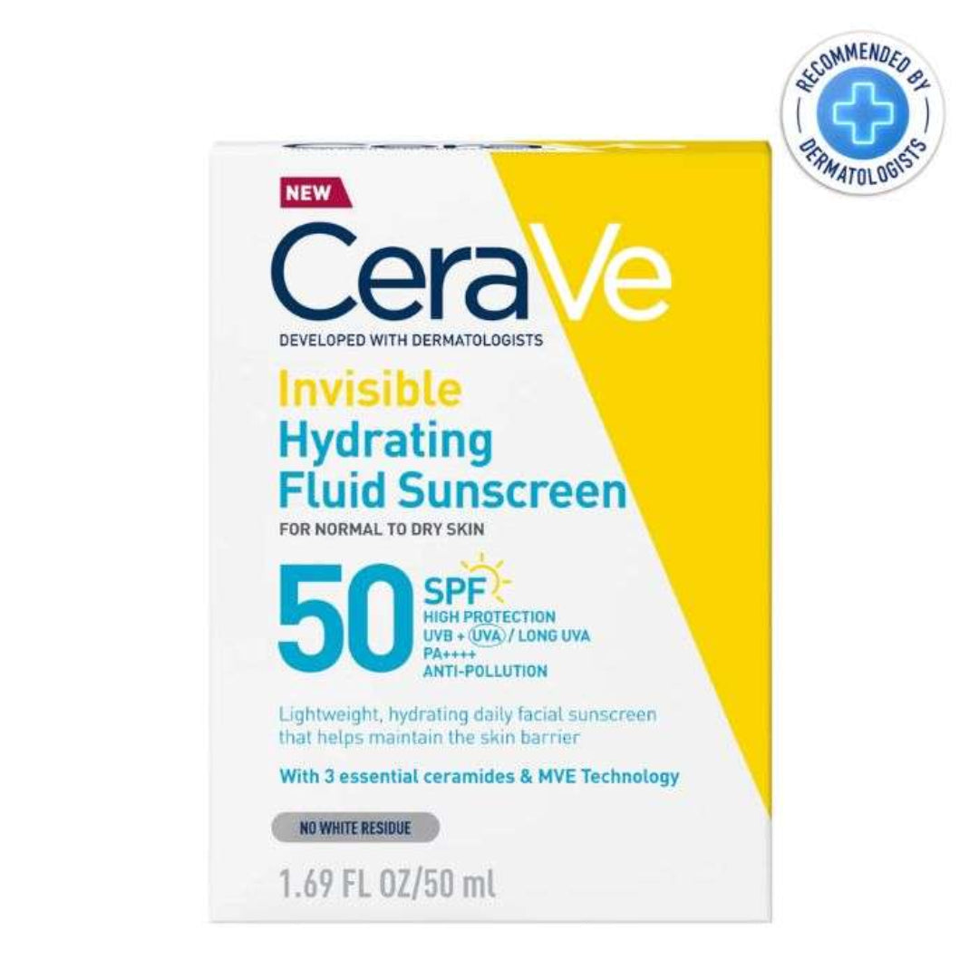 CeraVe Fluide Solaire Invisible SPF 50 Hydratant 50 ml – Protection Haute & Peaux Sensibles