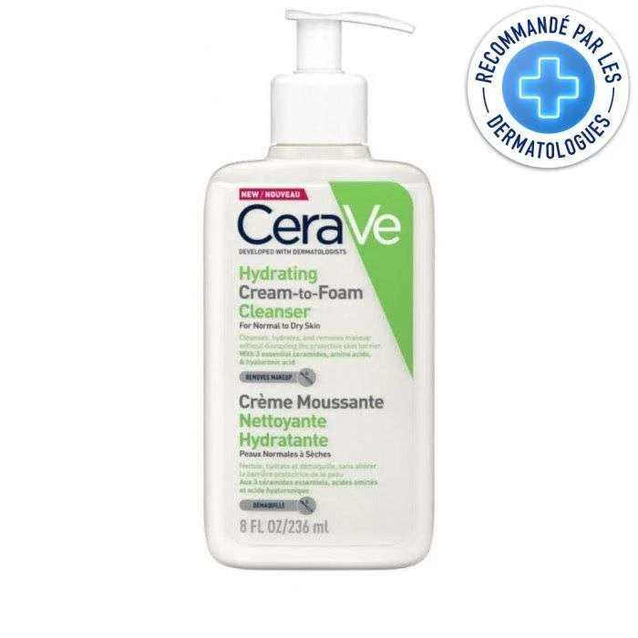 CeraVe Creme Moussante Nettoyante Hydratante Peau Normale a Seche – 236ml