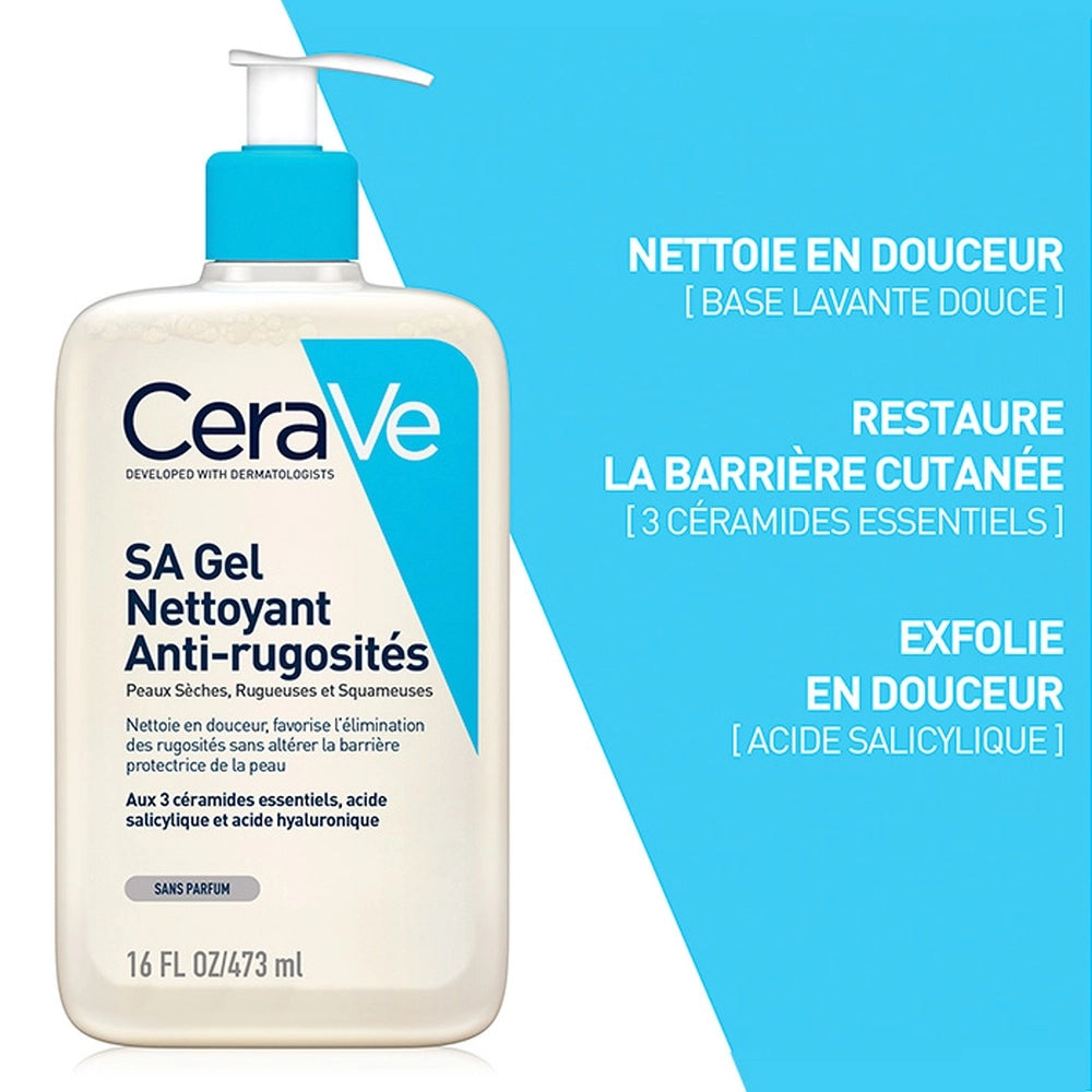 CeraVe SA Gel Nettoyant Anti-Rugosites Peau Seche, Rugueuse et Squameuse
