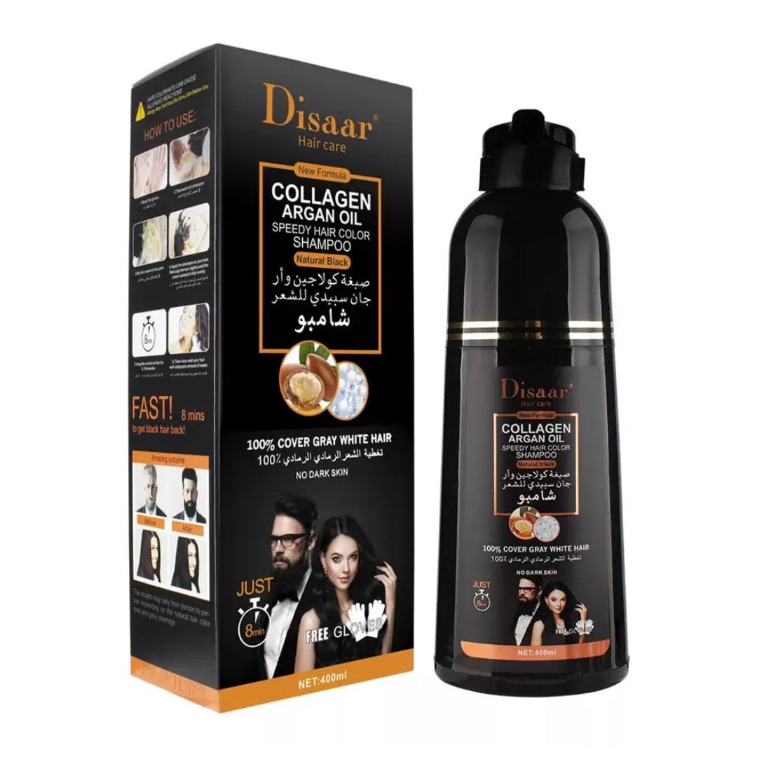 Disaar Haire Care COLLAGEN ARGAN OIL SPEEDY HAIR COLOR SHAMPOO Natural Black - 400ml