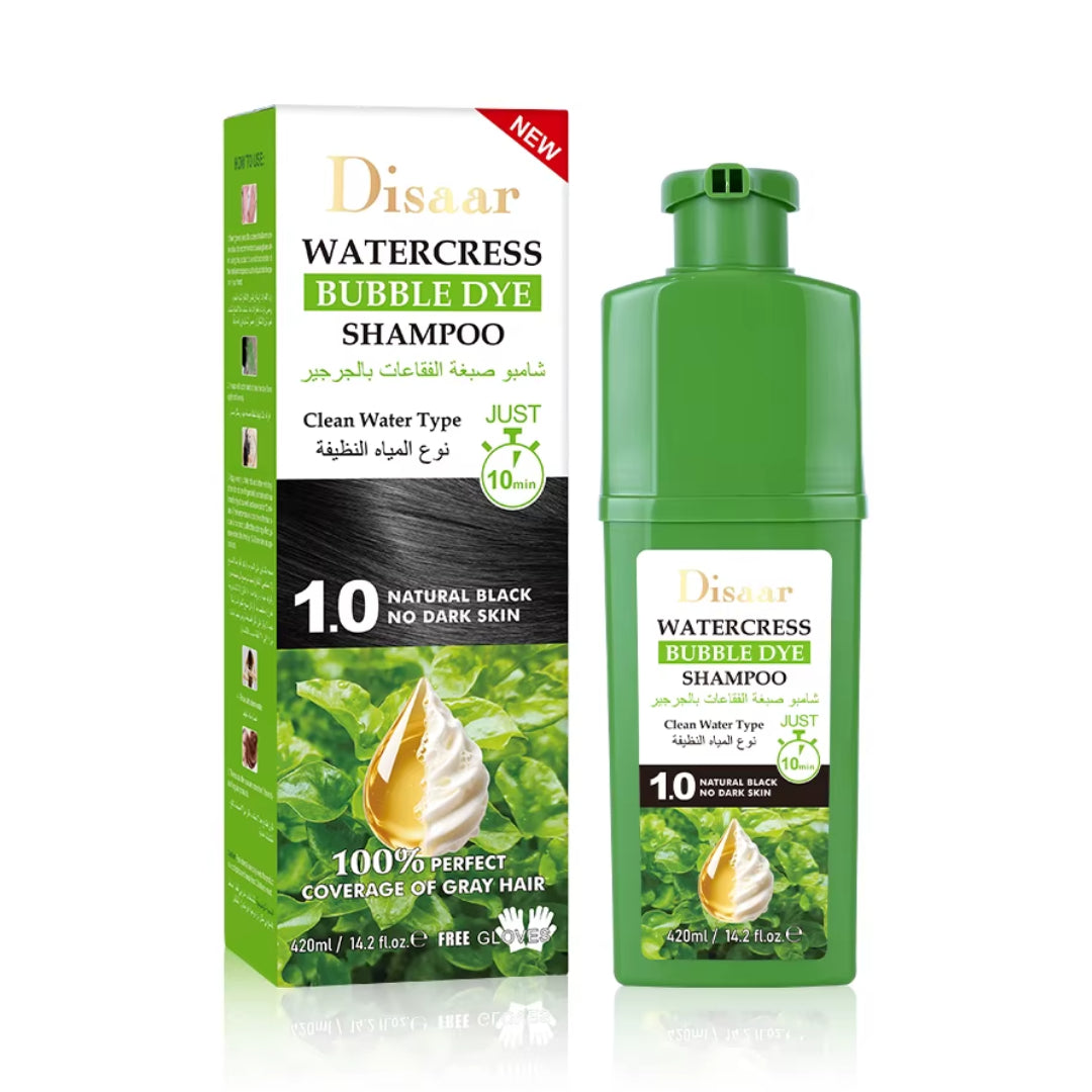 Disaar Shampoing Colorant Rapide pour cheveux, teinte Noir Naturel (1.0) | 420ml