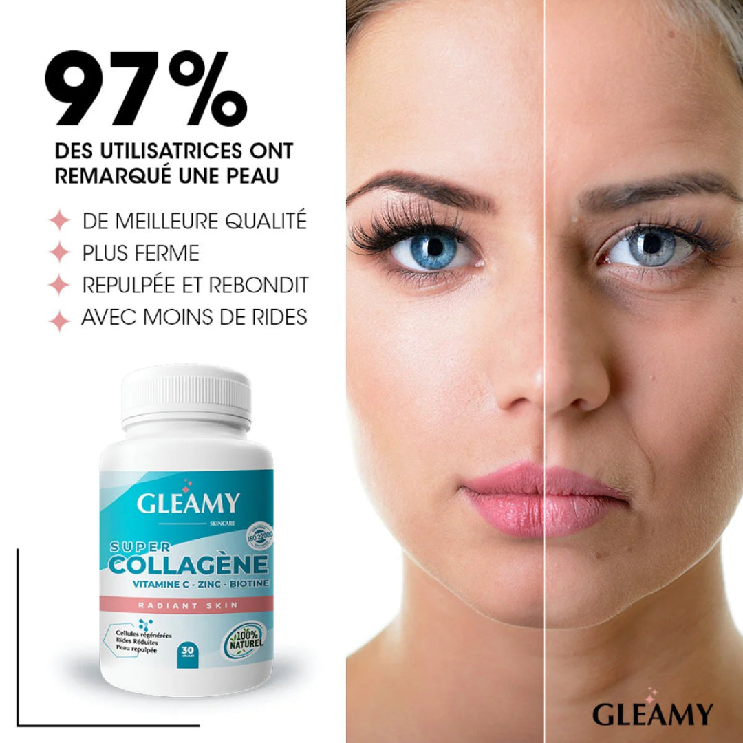 GLEAMY _ Gleamy SUPER COLLAGÈNE  Vitamines C - ZINC - BIOTINE  / 30 Gelules