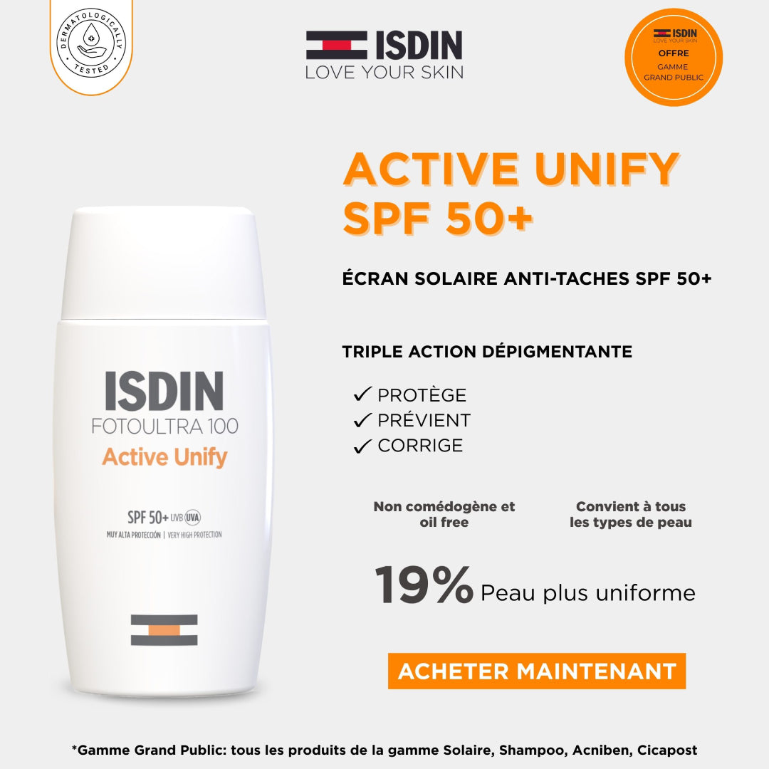 ISDIN FotoUltra 100 Active Unify Dépigmentant Spf50+ | 50 ML
