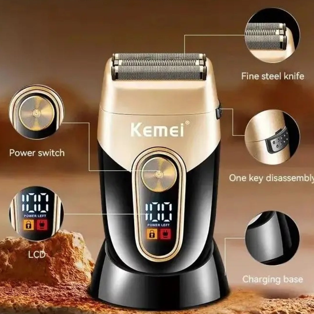 KEMEI KM-3209 Rasoir à barbe rechargeable, électrique pour hommes, tondeuse à poils flottante, appareil de rasage pour le visage