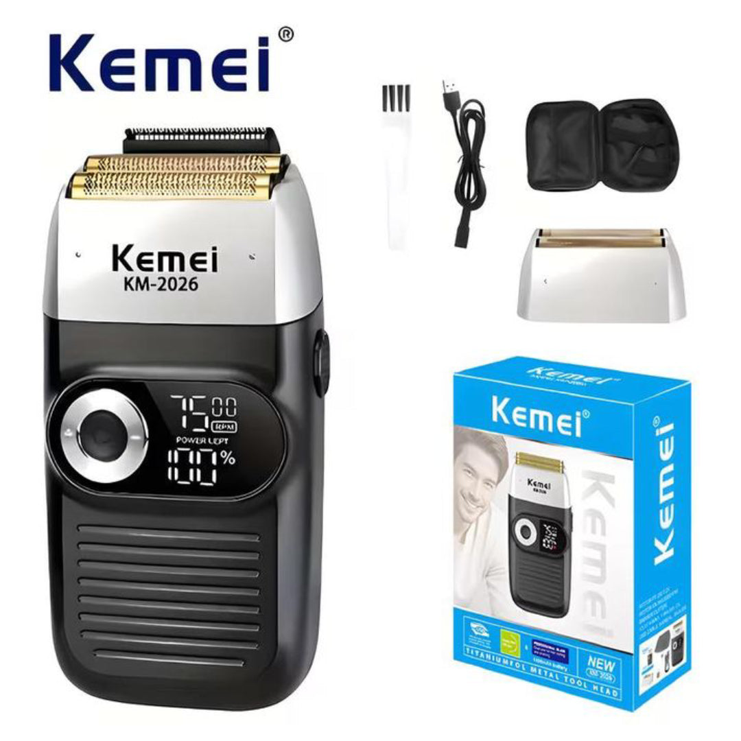 Kemei KM-2026 - Rasoir électrique professionnel pour hommes, conçu pour les cheveux, la barbe et le rasage des têtes chauves