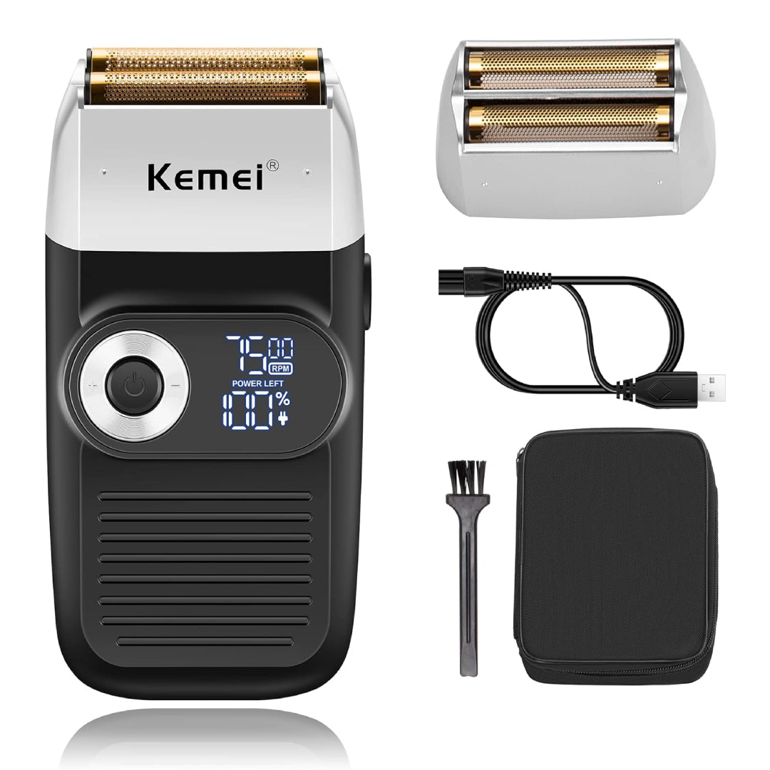 Kemei KM-2026 - Rasoir électrique professionnel pour hommes, conçu pour les cheveux, la barbe et le rasage des têtes chauves