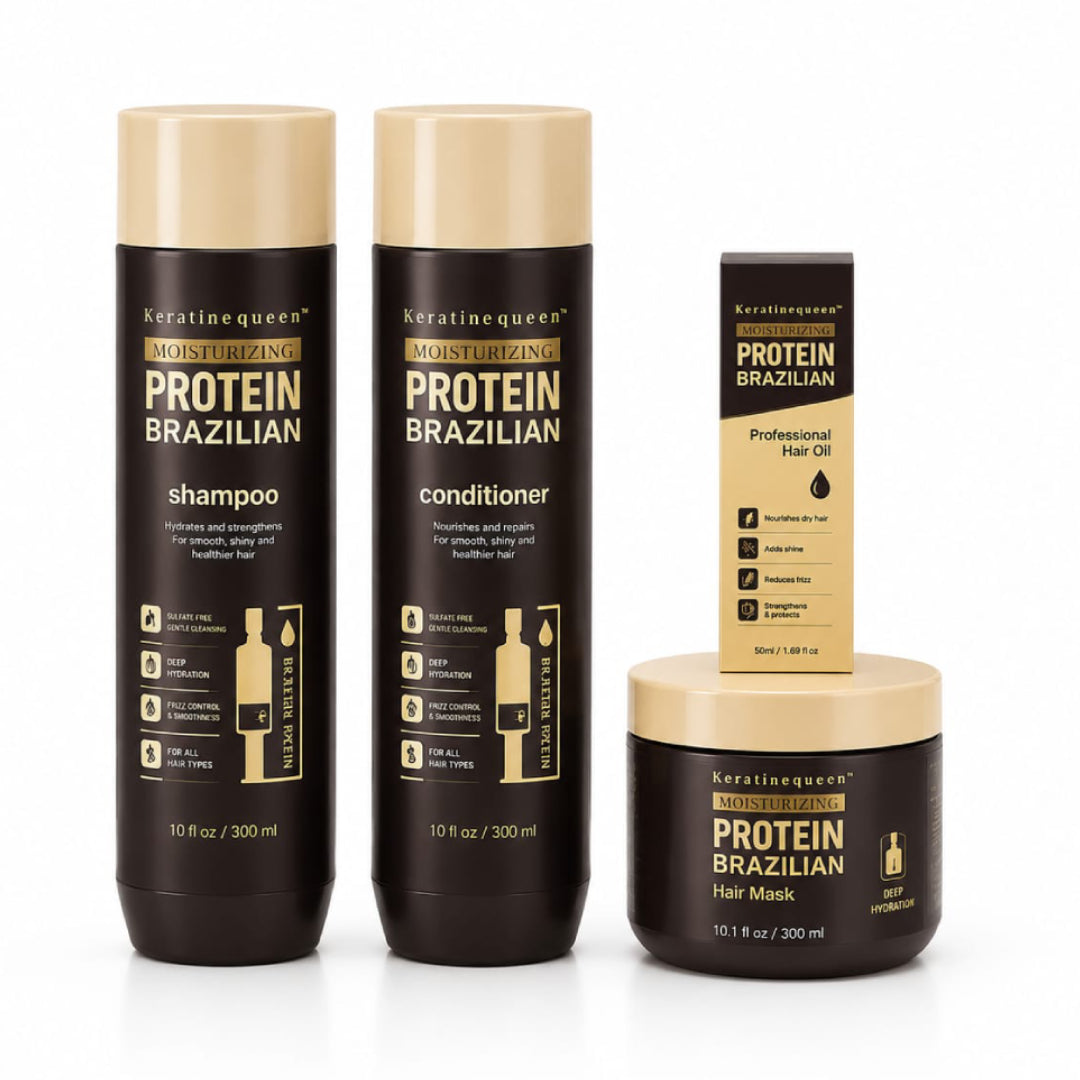 KERATINE QUEEN PACK Protein Brazilian Shampoing 250ml + Conditionner 250ml + Masque 200ml + Huile 50ml.