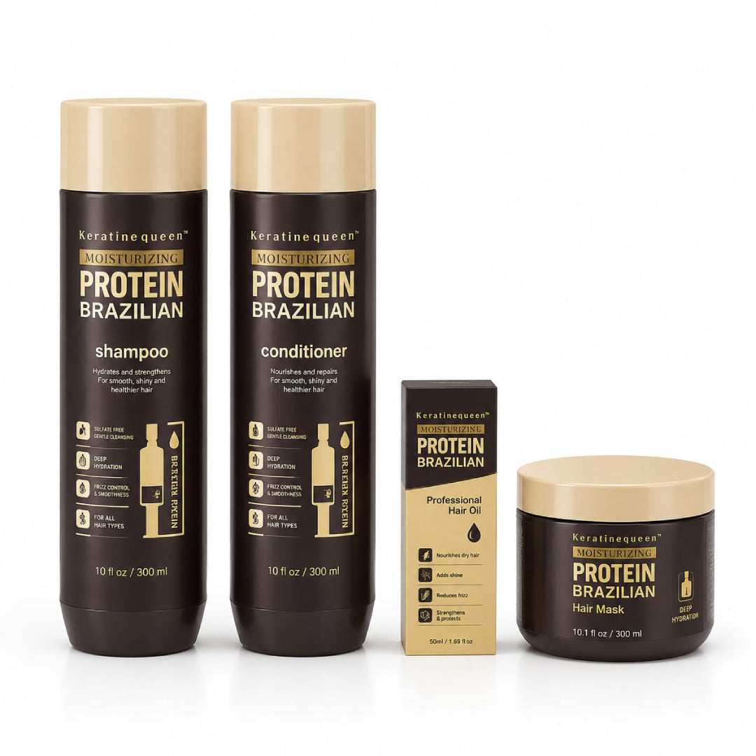KERATINE QUEEN PACK Protein Brazilian Shampoing 250ml + Conditionner 250ml + Masque 200ml + Huile 50ml.