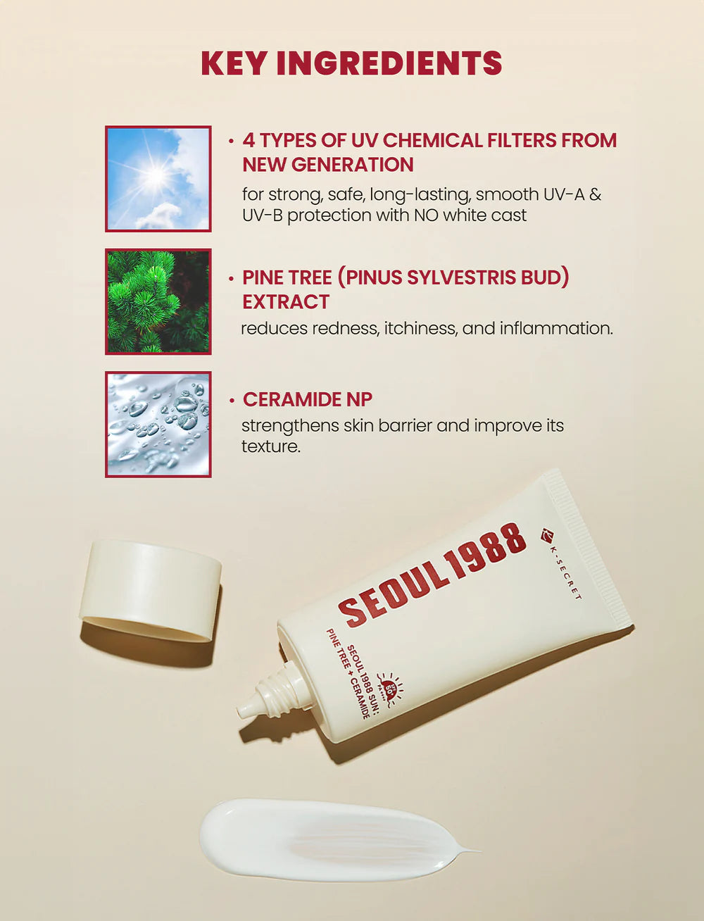 K–SECRET SEOUL 1988 SUN PINE TREE + CERAMIDE - 50ml