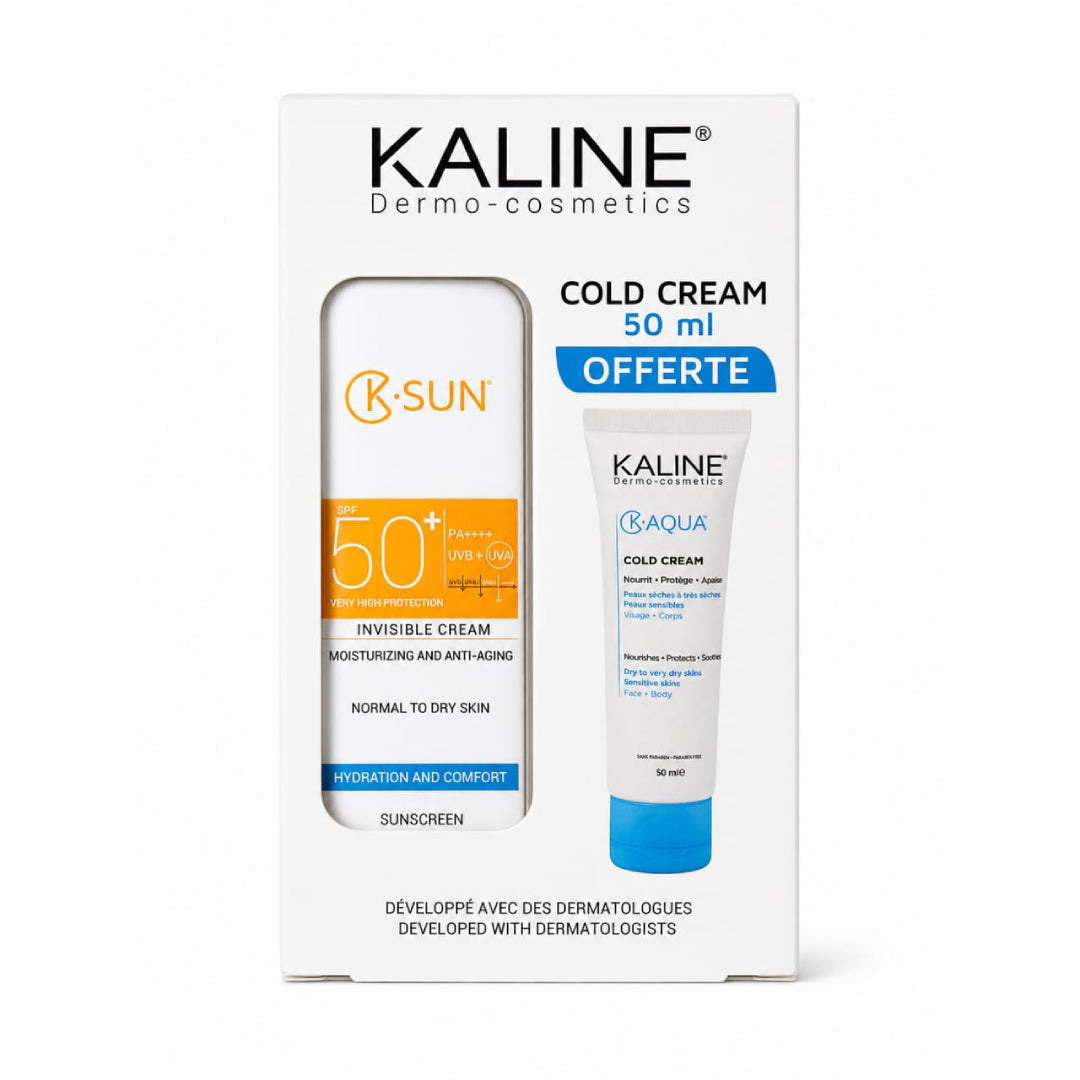 Kaline K-Sun SPF50+ Invisible Fluid Cream – Protection Solaire Efficace + Cold Cream Offerte