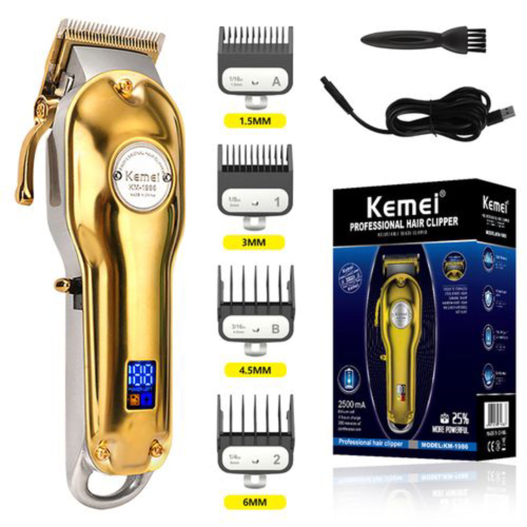 Kemei KM-1986 Tondeuse à cheveux professionnelle sans fil rechargeable silencieuse