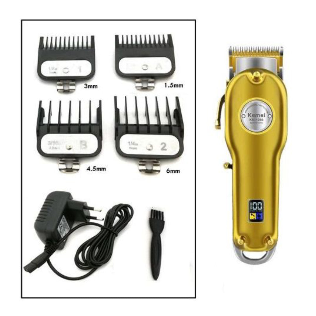 Kemei KM-1986 Tondeuse à cheveux professionnelle sans fil rechargeable silencieuse