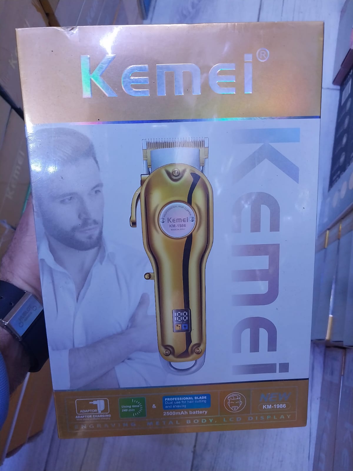 Kemei KM-1986 Tondeuse à cheveux professionnelle sans fil rechargeable silencieuse