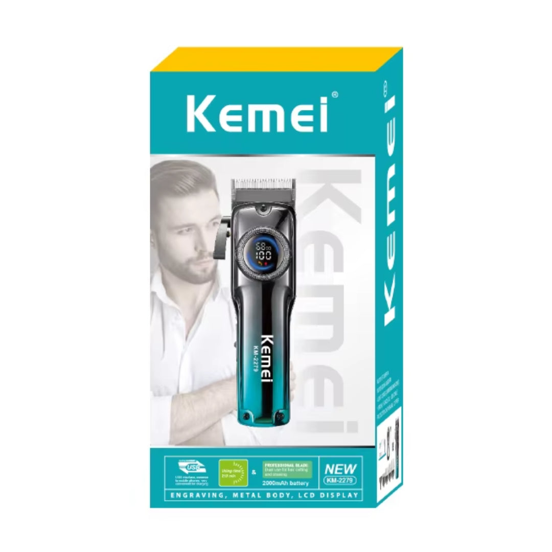 Kemei KM-2279 Tondeuse à cheveux professionnelle Pour Hommes, Avec écran LCD, Rechargeable et Réglable.