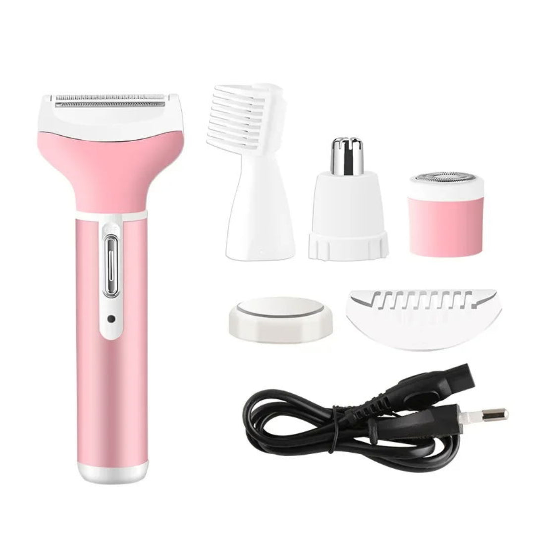 Kemei KM - 6637 Epilateur-Rasoir multifonctions - Rechargeable - 4 en 1 - Rose