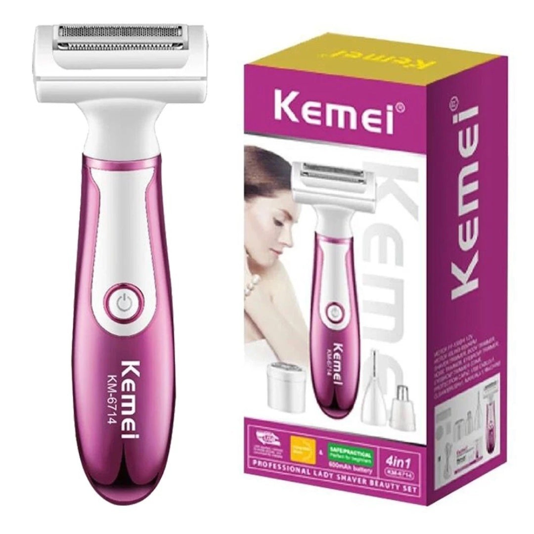 Kemei KM-6714 Épilateur Rasoir Électrique – Épilation Corporelle USB, Machine 2 en 1 pour Femmes