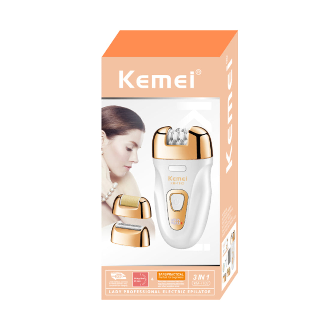 Kemei KM-7102 Épilateur 3 en 1 – Épilation douce du visage, des jambes et du maillot