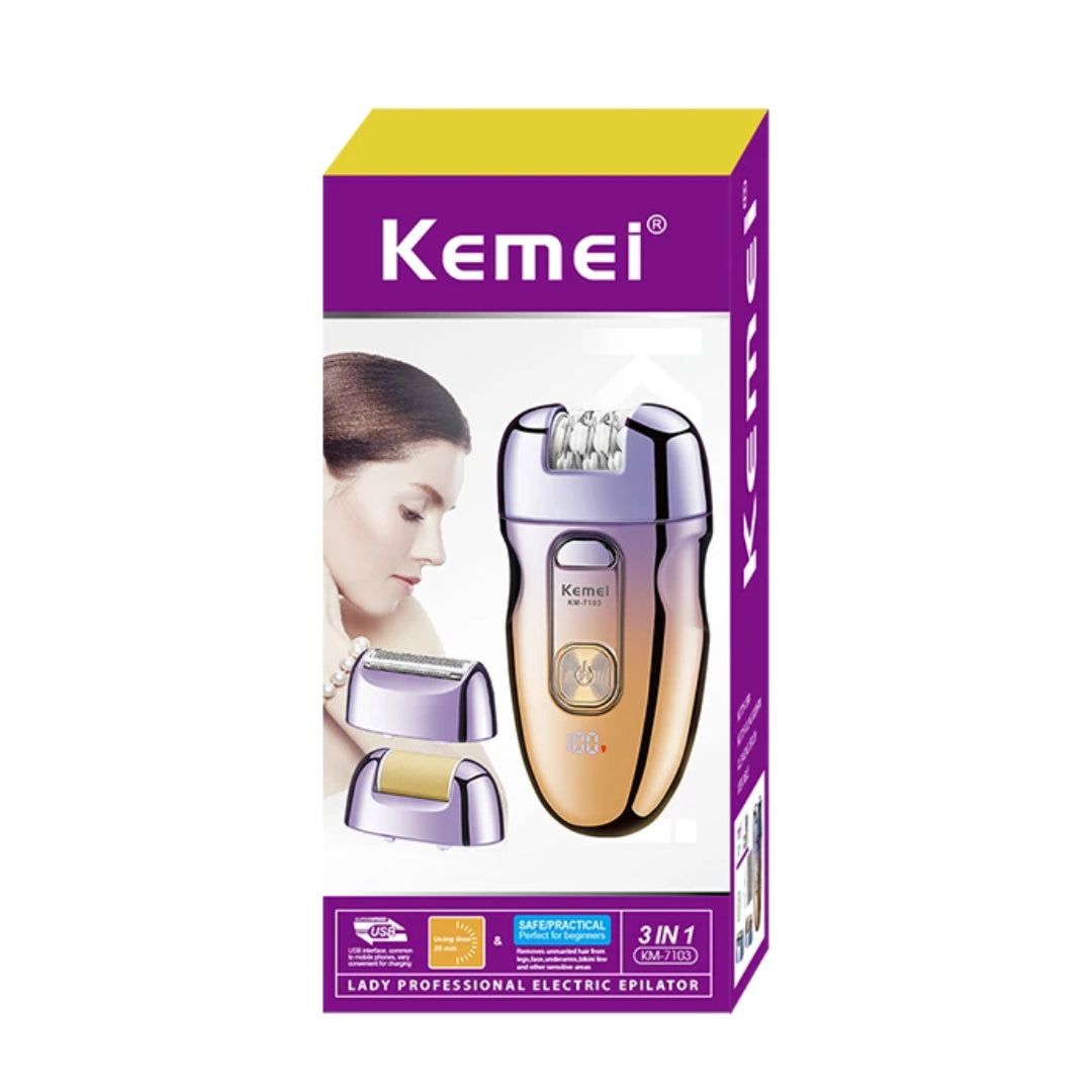 Kemei KM-7103 Épilateur 3 en 1 – Épilation douce du visage, des jambes et du maillot