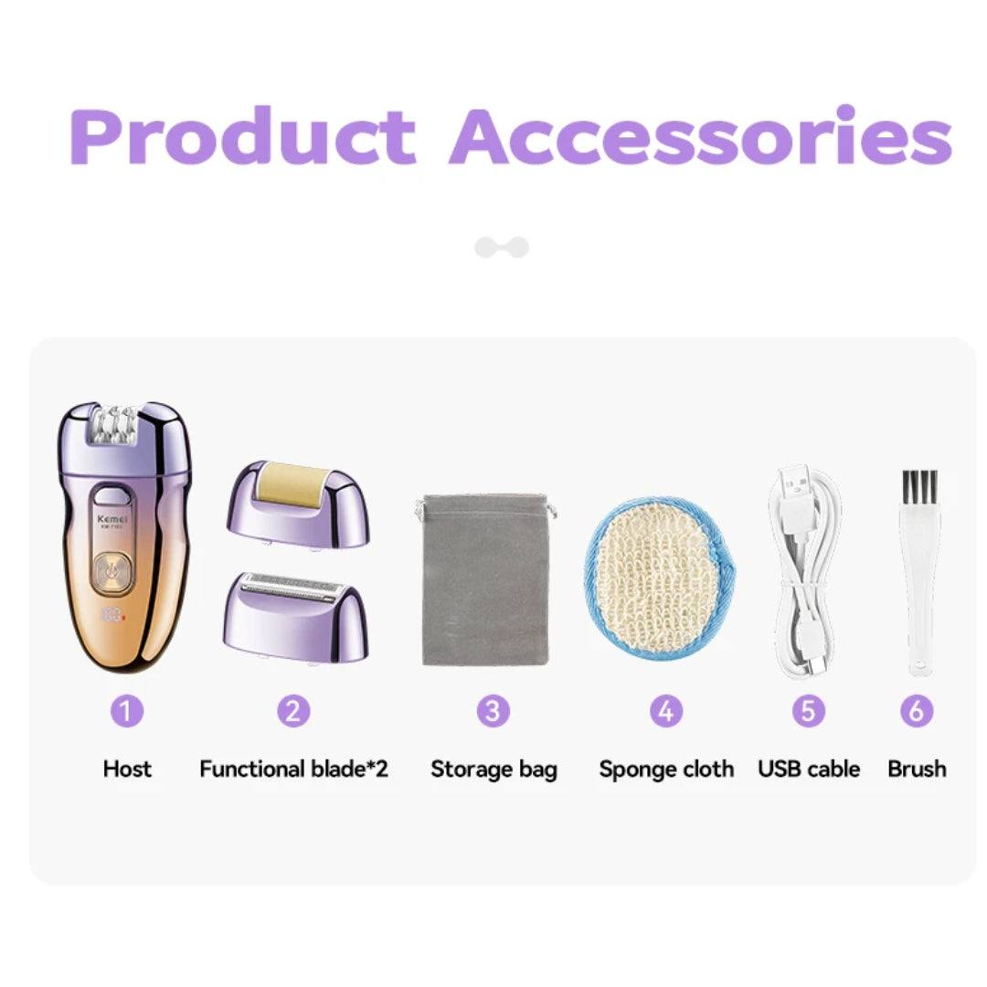 Kemei KM-7103 Épilateur 3 en 1 – Épilation douce du visage, des jambes et du maillot