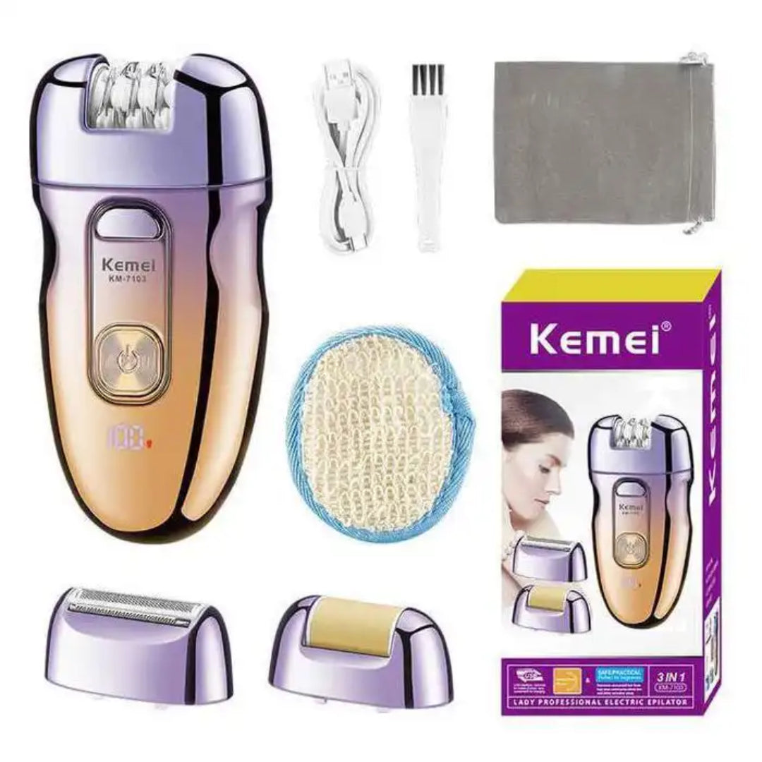 Kemei KM-7103 Épilateur 3 en 1 – Épilation douce du visage, des jambes et du maillot