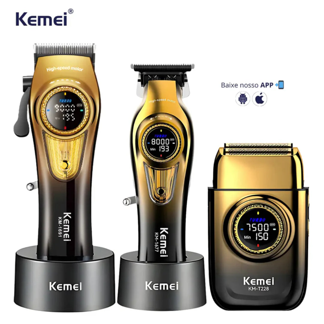 Kemei KM-8557 Kit professionnel Machine de découpe, Finition et Rasoir