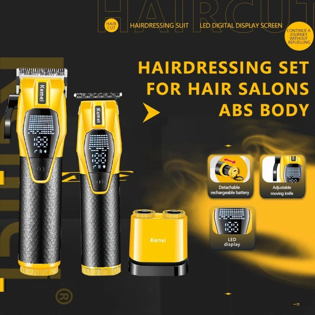 Kemei KM-8561 Rasoir electrique a grille pour homme double lame flottante pour estomper peau et barbe rechargeable