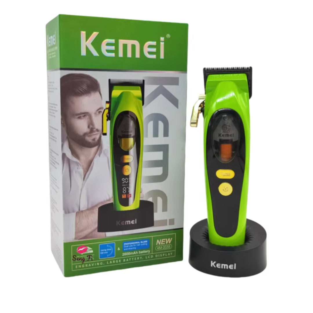 Kemei KM-2035 Rasoir electrique a grille pour homme double lame flottante pour estomper peau et barbe rechargeable