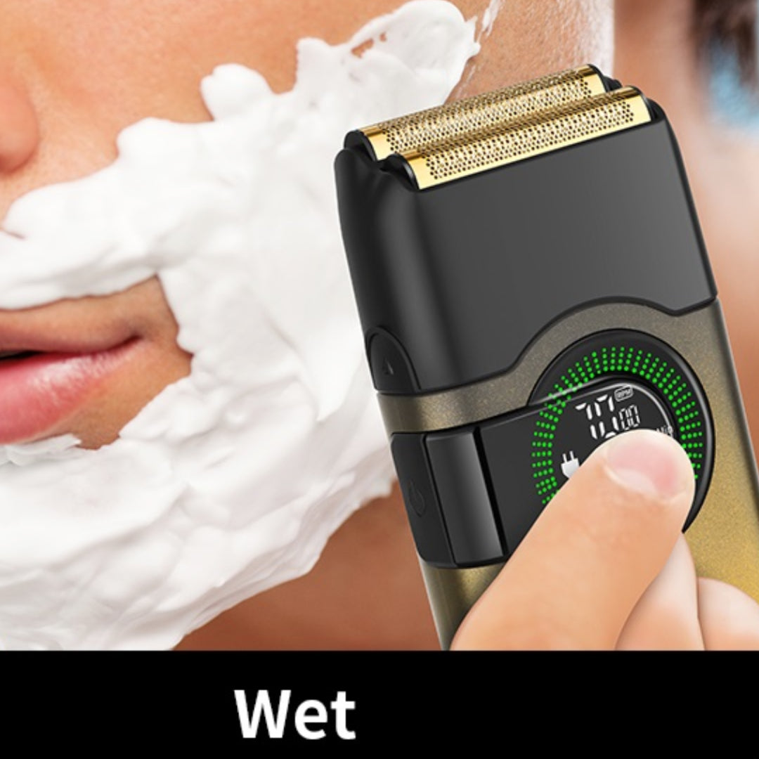 Kemei KM-T389 Rasoir electrique a grille pour homme double lame flottante pour estomper peau et barbe rechargeable