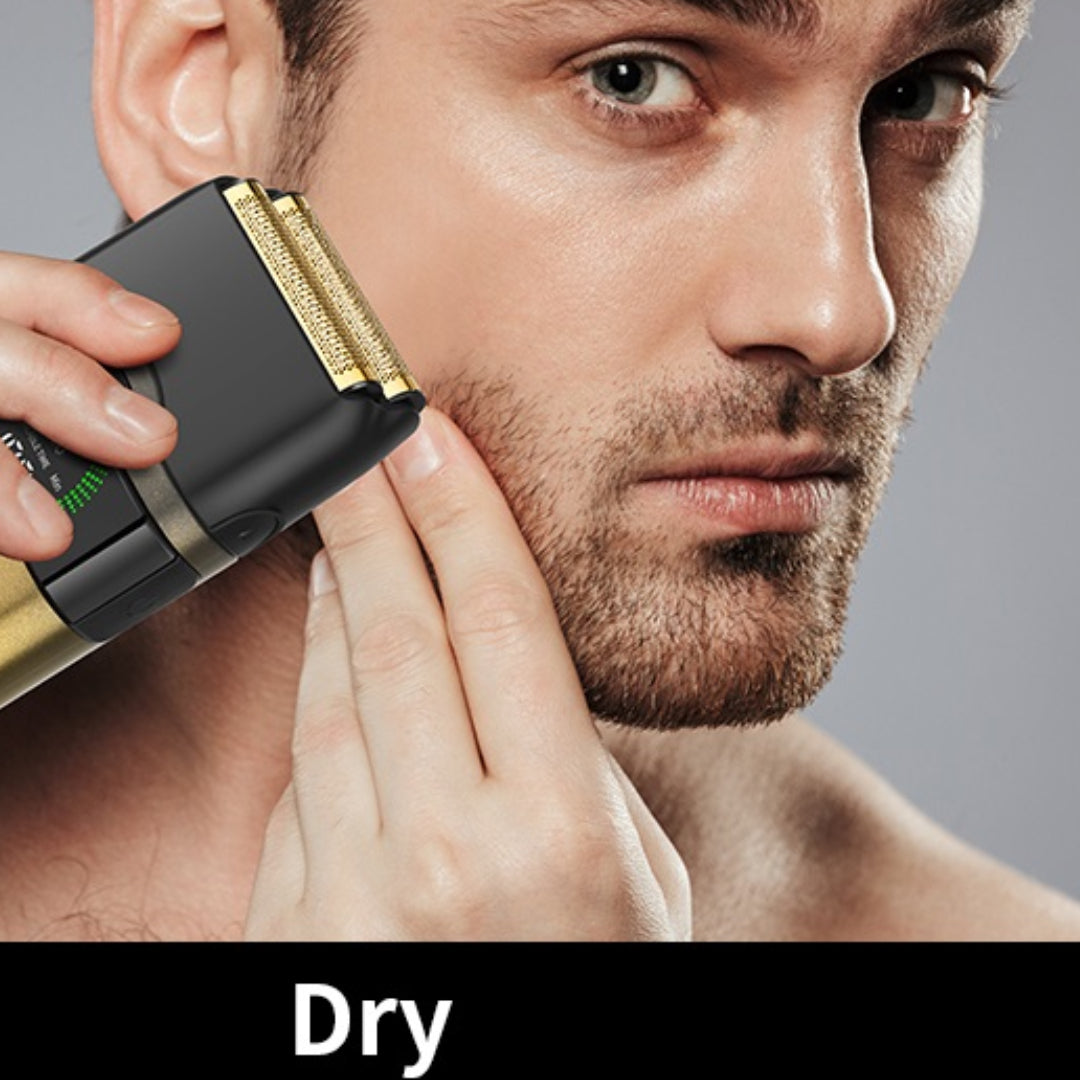 Kemei KM-T389 Rasoir electrique a grille pour homme double lame flottante pour estomper peau et barbe rechargeable