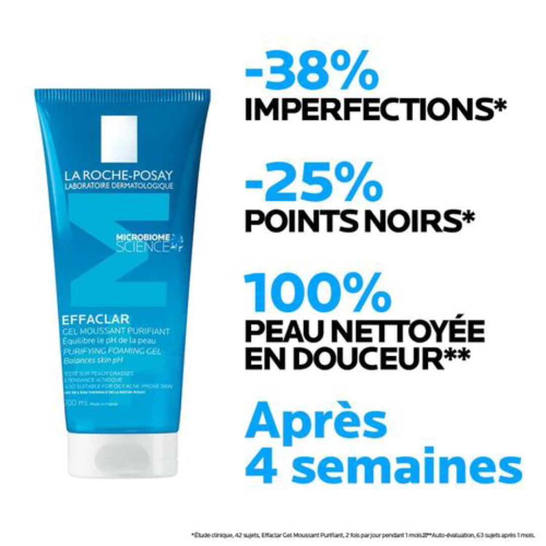 La Roche-Posay Effaclar Gel Moussant Purifiant Nettoyant Peaux Grasses à tendance acnéique | 200ML