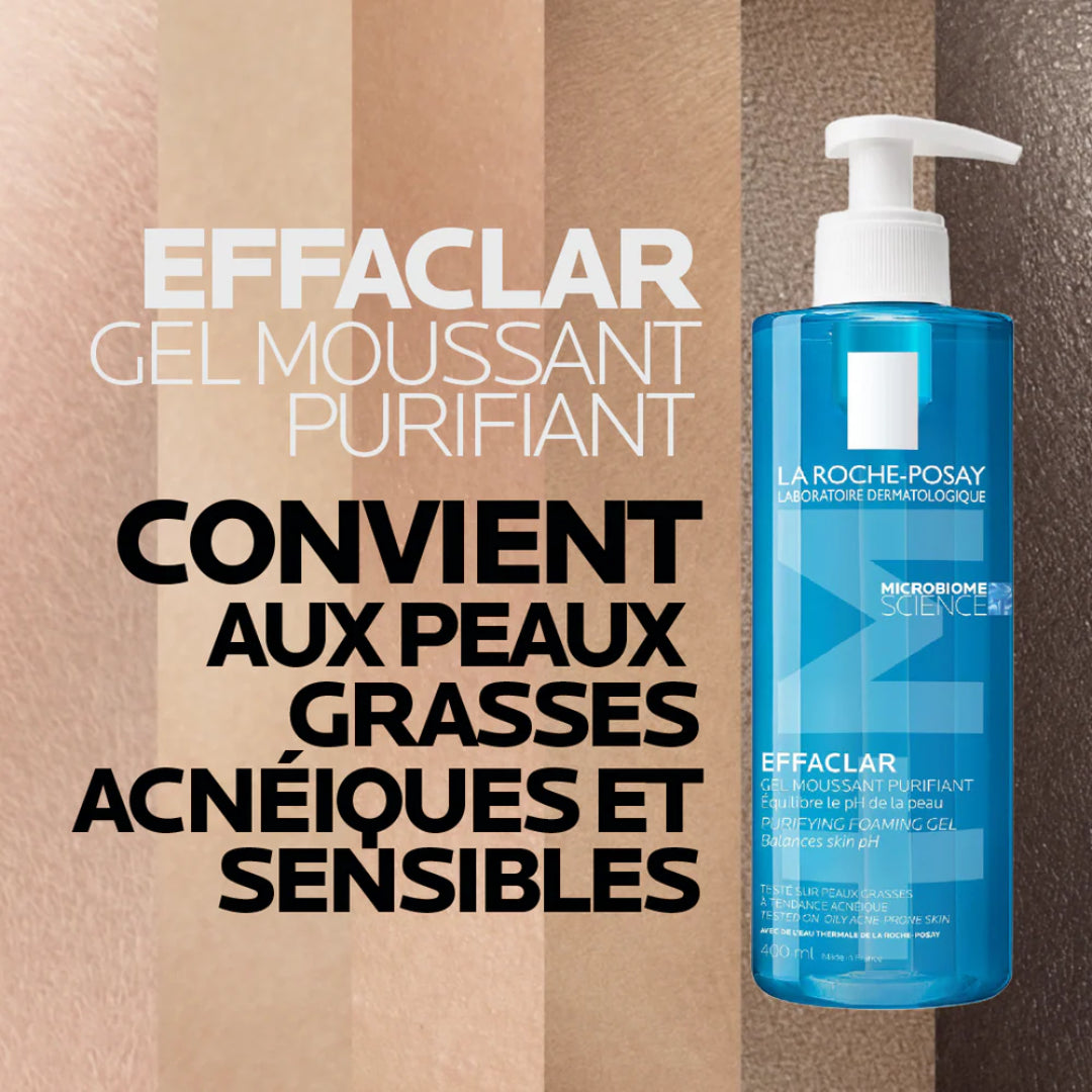 La Roche-Posay Effaclar +M Gel Moussant Purifiant Nettoyant Peaux Grasses à tendance acnéique | 400ML