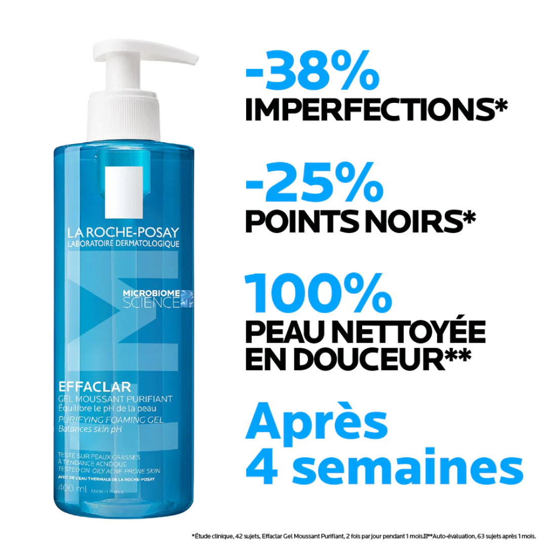 La Roche-Posay Effaclar +M Gel Moussant Purifiant Nettoyant Peaux Grasses à tendance acnéique | 400ML