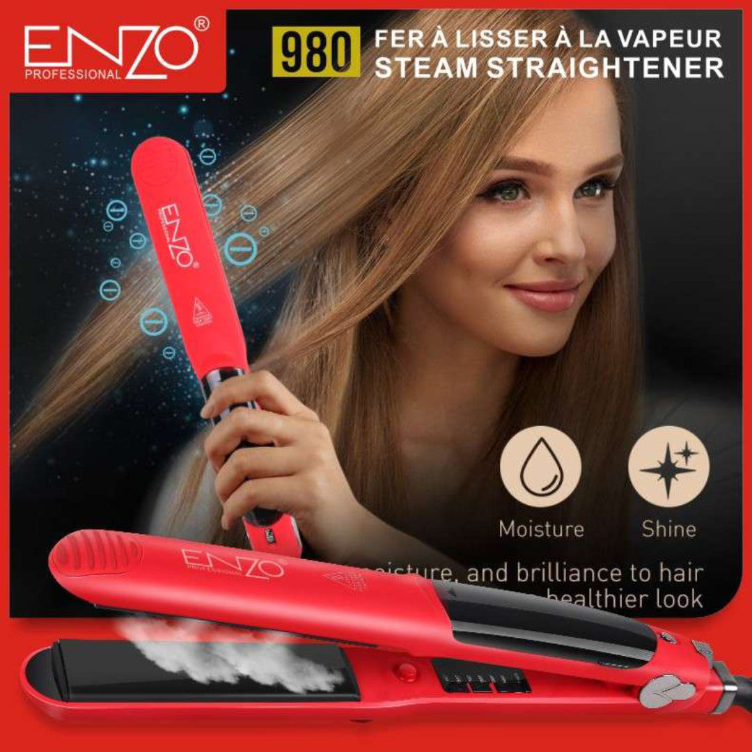 Lisseur vapeur ENZO EN-3999 avec affichage LCD de la température | Plaques en céramique tourmaline