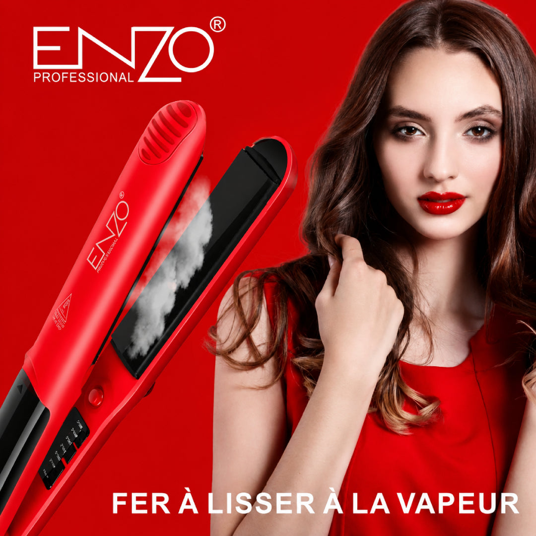 Lisseur vapeur ENZO EN-3999 avec affichage LCD de la température | Plaques en céramique tourmaline