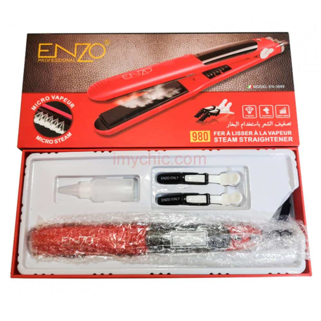 Lisseur vapeur ENZO EN-3999 avec affichage LCD de la température | Plaques en céramique tourmaline