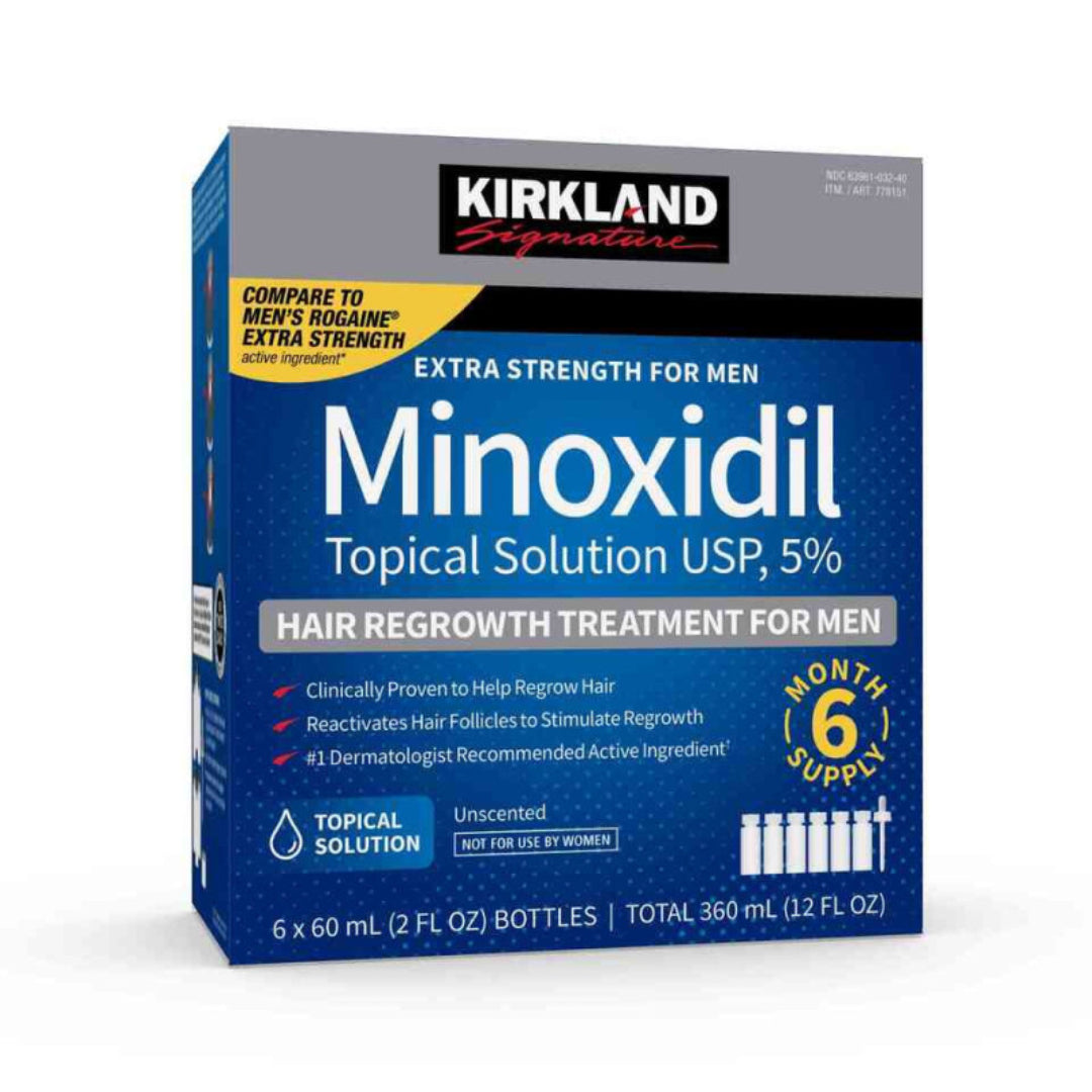 MINOXIDIL 5% Kirkland Signature - 6 Bouteilles de 60ml - Traitement de 6 mois
