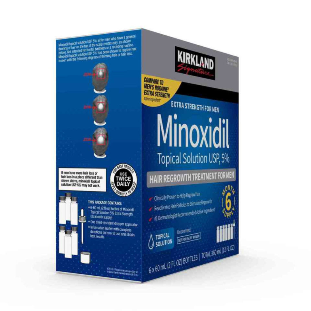 MINOXIDIL 5% Kirkland Signature - 6 Bouteilles de 60ml - Traitement de 6 mois