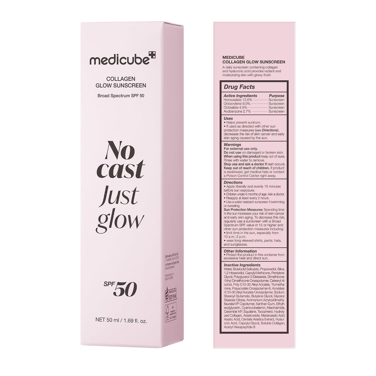 Medicube - Sunscreen No Cast Just Glow Collagen SPF 50+ - 50ml
