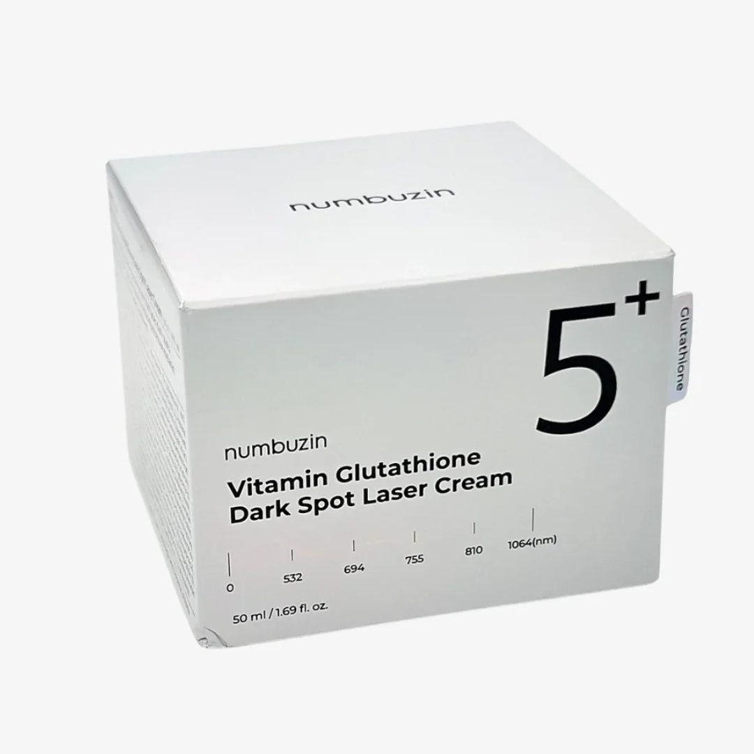 vitamin glutathione dark spot laser cream NUMBUZIN No.5 Vitamin Glutathione Dark Spot Laser Cream Numbuzin No.5 Vitamin  Glutathione Dark Spot Laser Cream provides an intense brightening treatment  and supports a healthy skin barrier for a glowing complexion. It main image 0